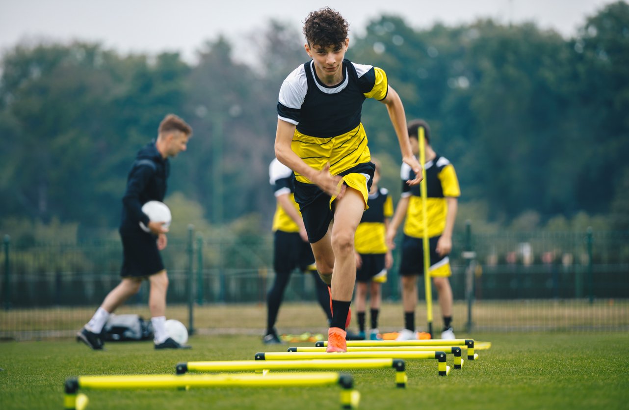 Soccer Training on Hurdles